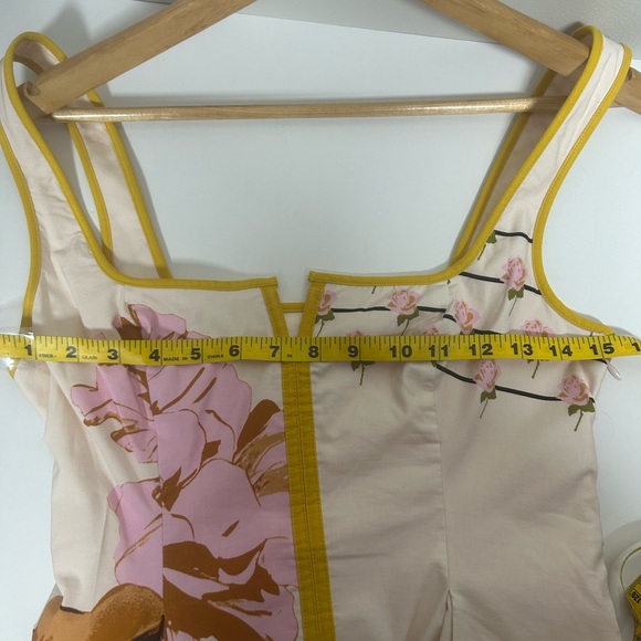 Anthropologie Maeve Lemon Floral Sleeveless Notched Square-Neck Midi Dress - Picture 14 of 15